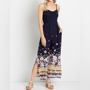 Maurices Navy Floral Jumpsuit